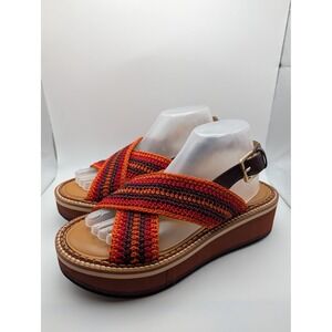 Clergerie Paris Crochet Platform Sandals Womens 40.5 Multicolor Woven Slingback